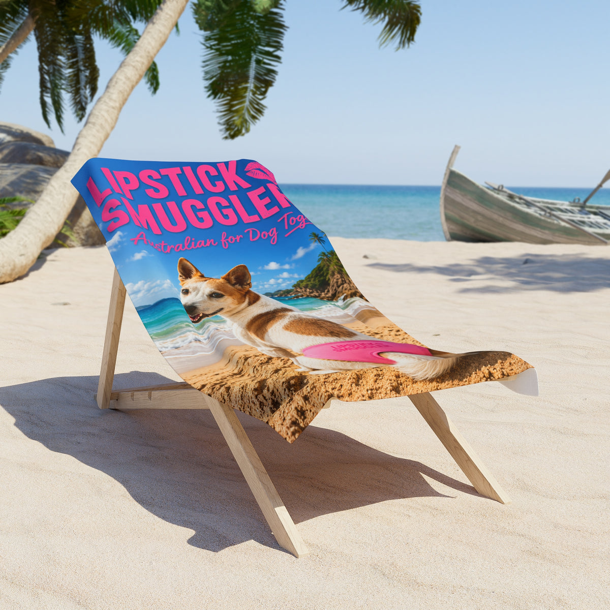 Dog Beach Towel | Funny Dog Lover Gift | Lipstick Smuggler | Australian for Dog Togs