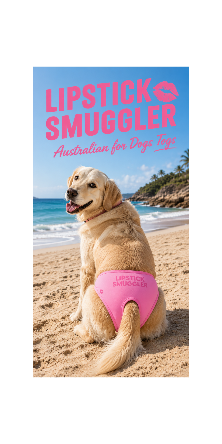 Personalised Dog Beach Towel | Funny Dog Lover Gift | Lipstick Smuggler | Australian for Dog Togs