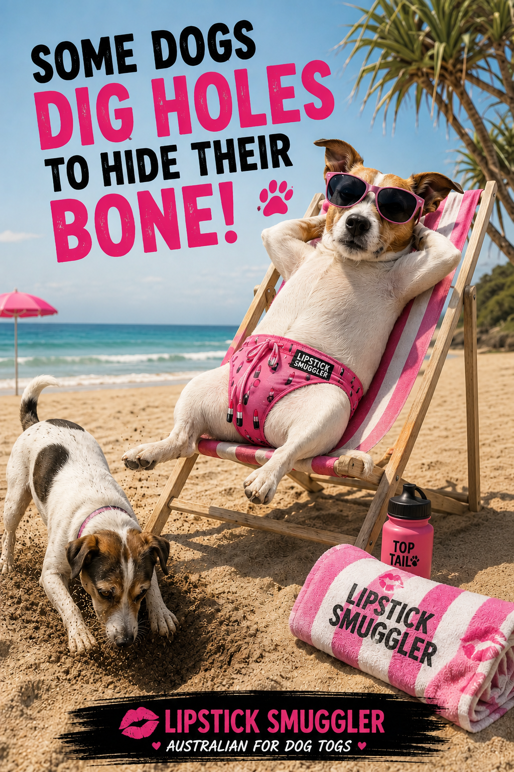 Personalised Dog Beach Towel | Funny Dog Lover Gift | Lipstick Smuggler | Australian for Dog Togs